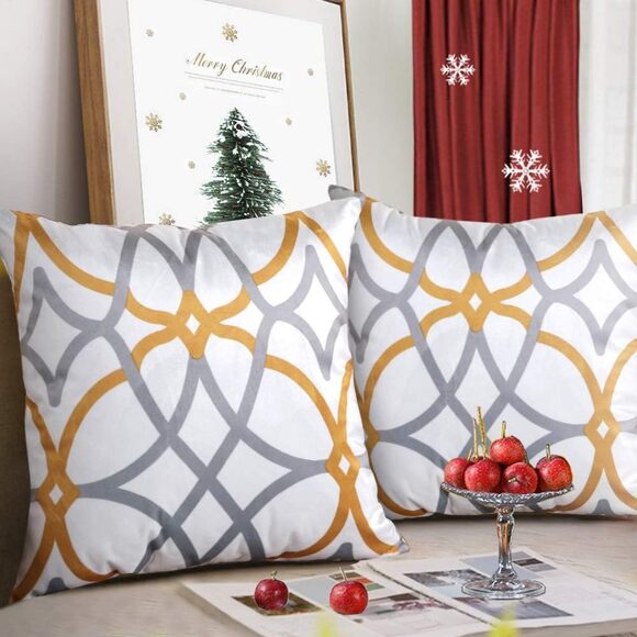 Elegant Gold and Gray Decorative Pillow Set - Picture 1 of 6